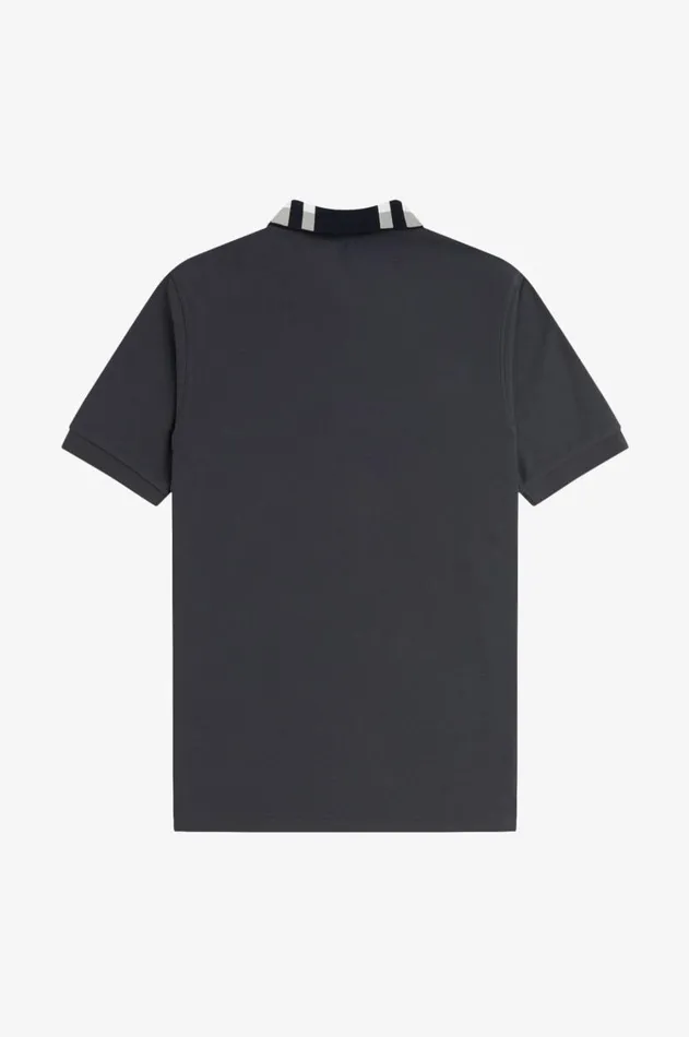 Men Polo Shirts Fred Perry Chequerboard Collar Polo Shirt Anchor Grey