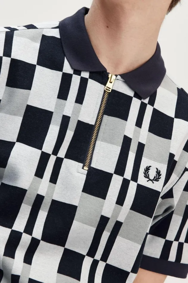 Men Polo Shirts Fred Perry Chequerboard Polo Shirt Anchor Grey