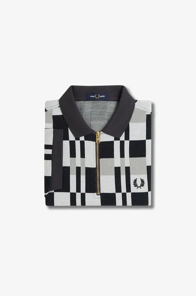Men Polo Shirts Fred Perry Chequerboard Polo Shirt Anchor Grey
