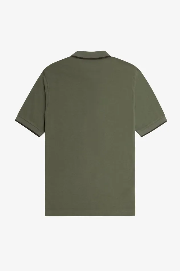 Men Polo Shirts Fred Perry Crepe Piqu Zip Neck Polo Shirt Laurel Wreath Green