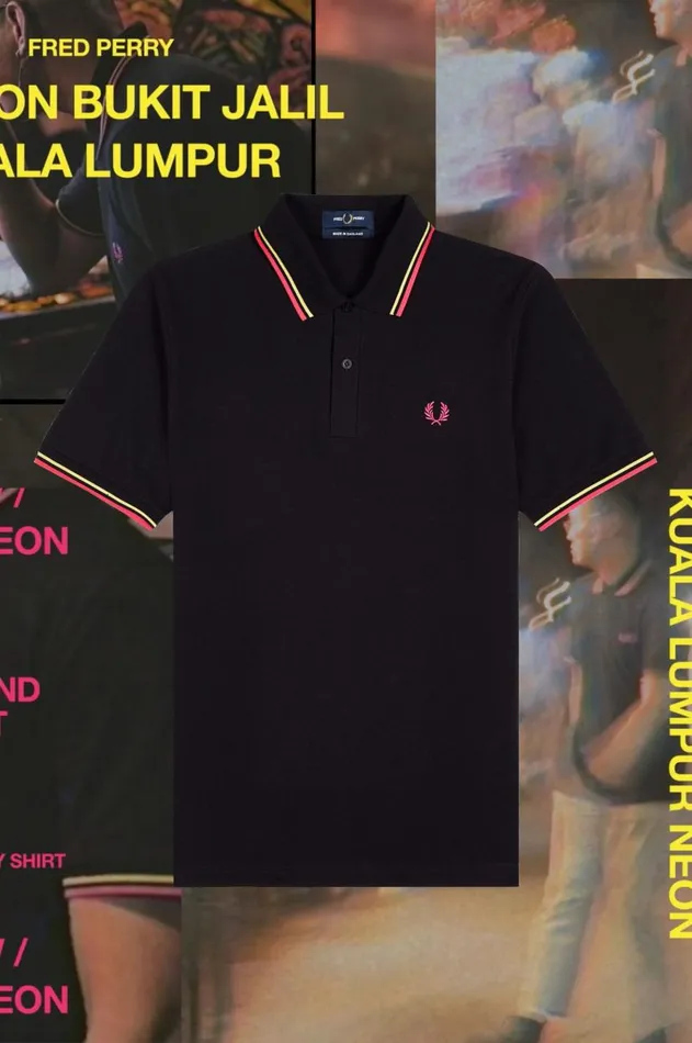 Men Polo Shirts Fred Perry M12 Blackbright Yellowkuala Lumpur Neon