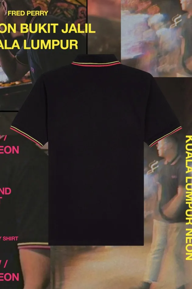 Men Polo Shirts Fred Perry M12 Blackbright Yellowkuala Lumpur Neon