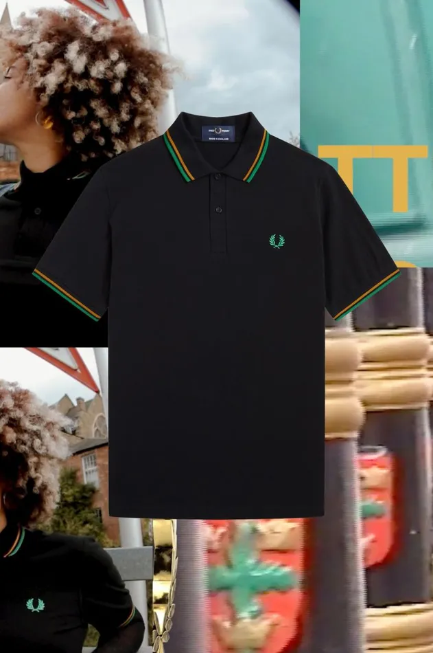 Men Polo Shirts Fred Perry M12 Blacknottingham Goldforest Green