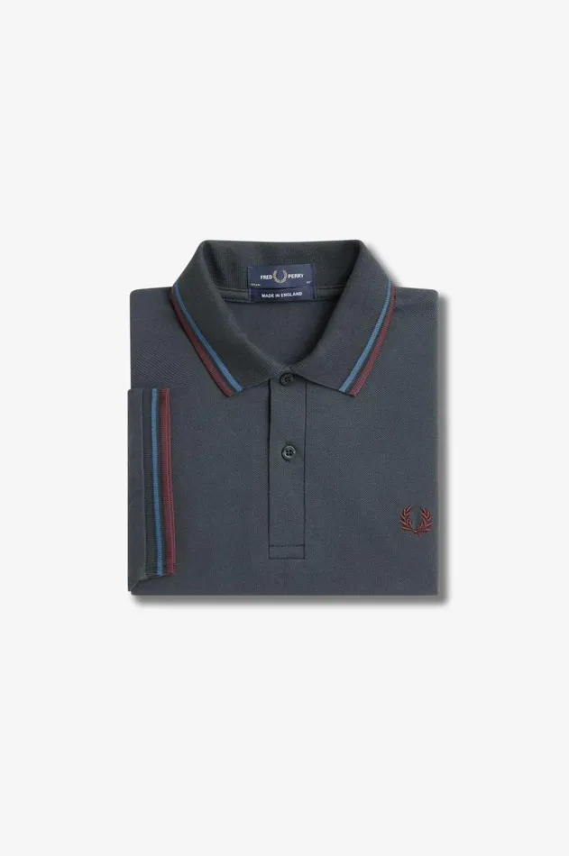 Men Polo Shirts Fred Perry M12 Night Greenmidnight Blueoxblood
