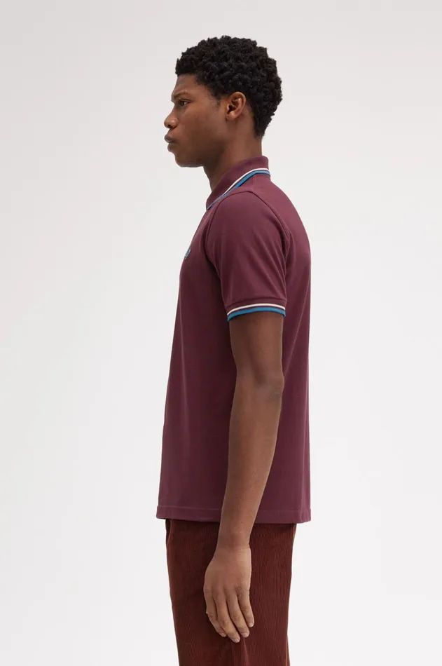 Men Polo Shirts Fred Perry M12 Oxbloodecrurunaway Bay Ocean