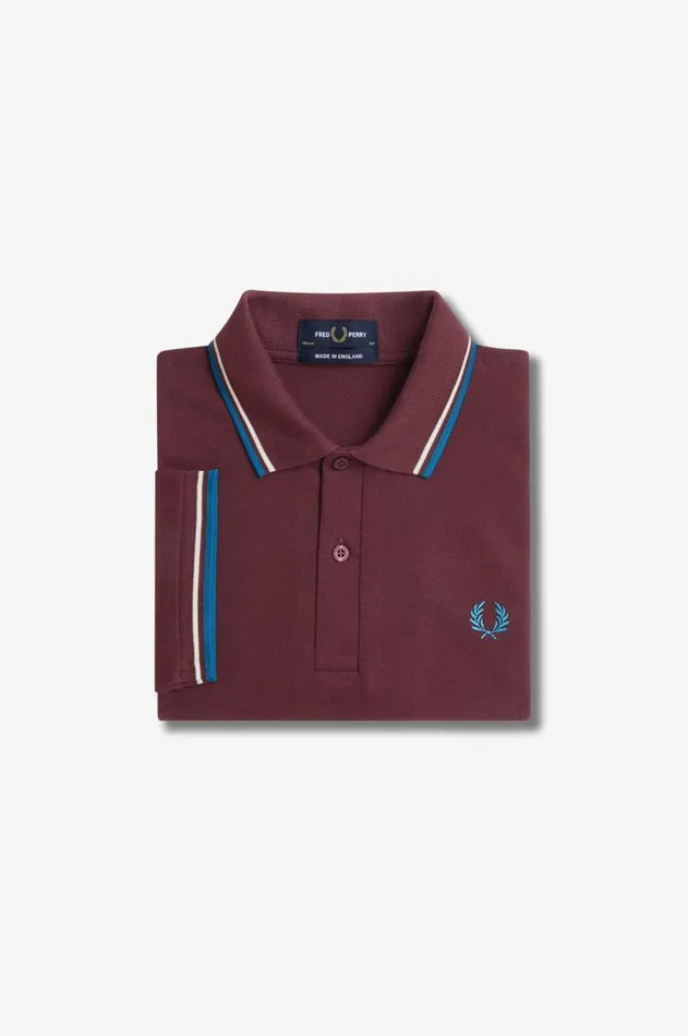 Men Polo Shirts Fred Perry M12 Oxbloodecrurunaway Bay Ocean