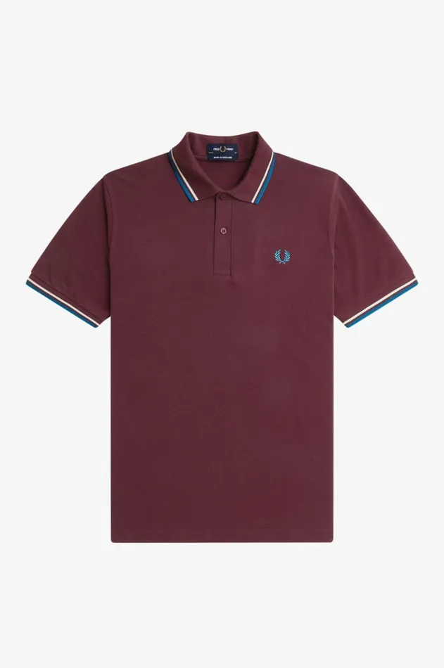 Men Polo Shirts Fred Perry M12 Oxbloodecrurunaway Bay Ocean