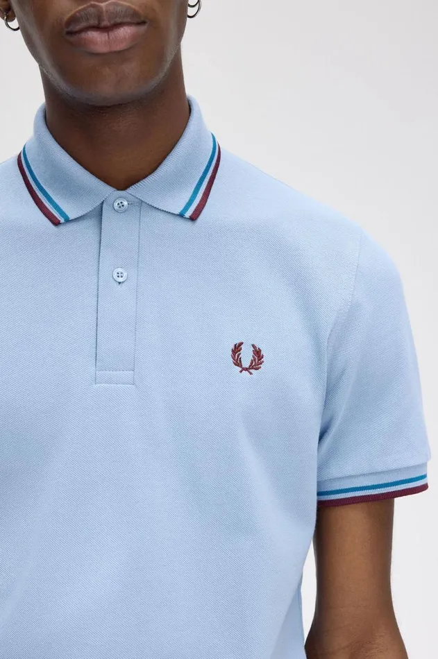 Men Polo Shirts Fred Perry M12 Skyrunaway Bay Oceanoxblood