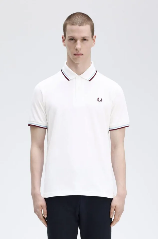 Men Polo Shirts Fred Perry M12 Whiteicemaroon