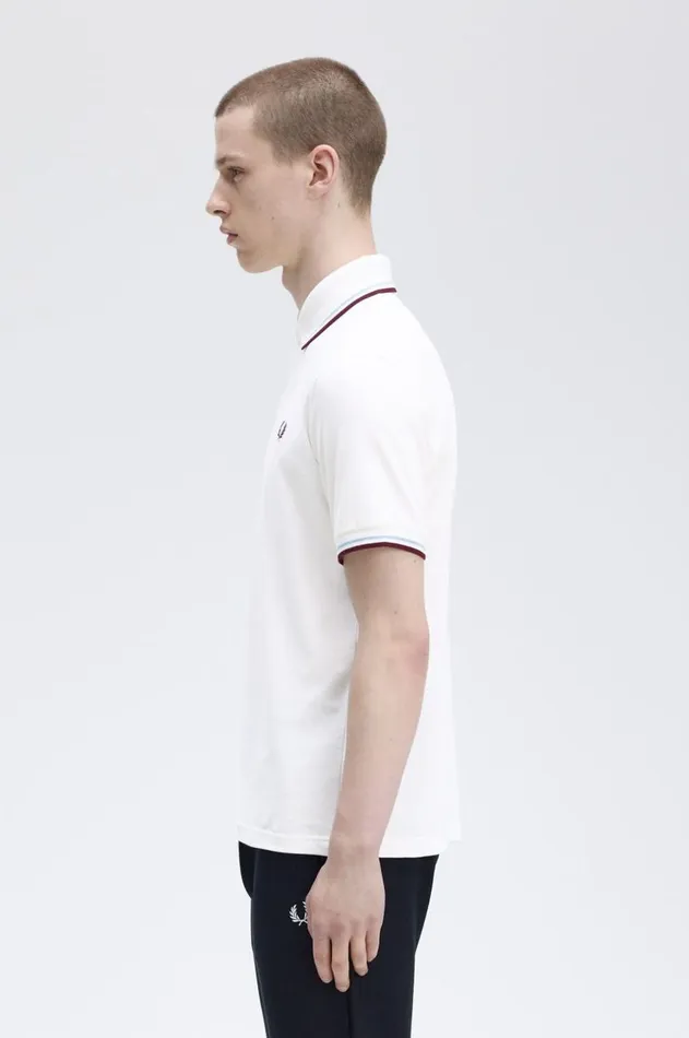 Men Polo Shirts Fred Perry M12 Whiteicemaroon