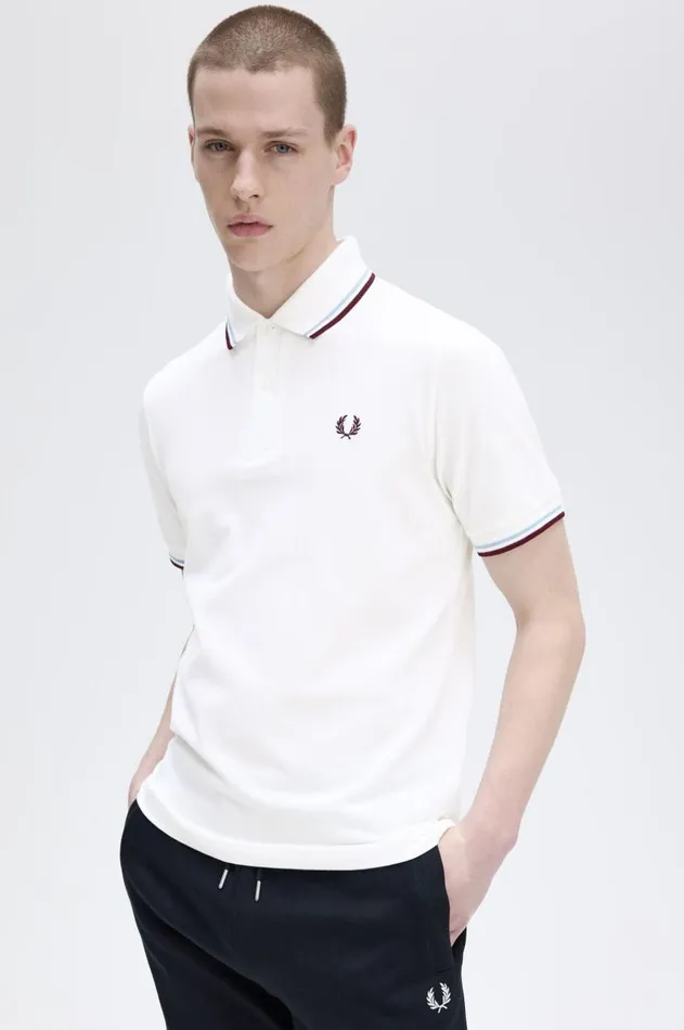 Men Polo Shirts Fred Perry M12 Whiteicemaroon