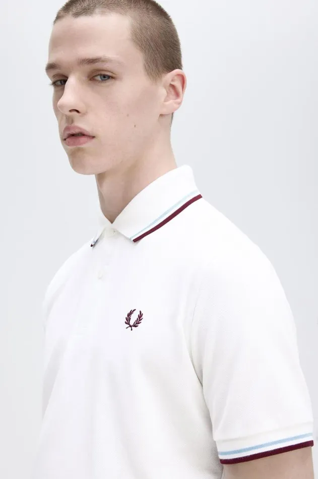 Men Polo Shirts Fred Perry M12 Whiteicemaroon
