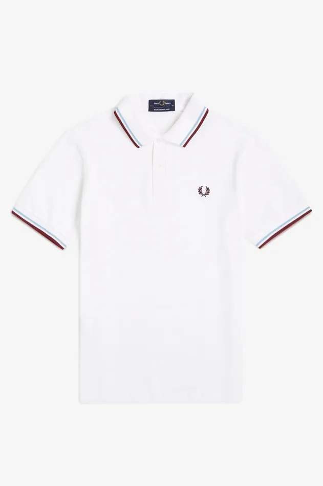 Men Polo Shirts Fred Perry M12 Whiteicemaroon