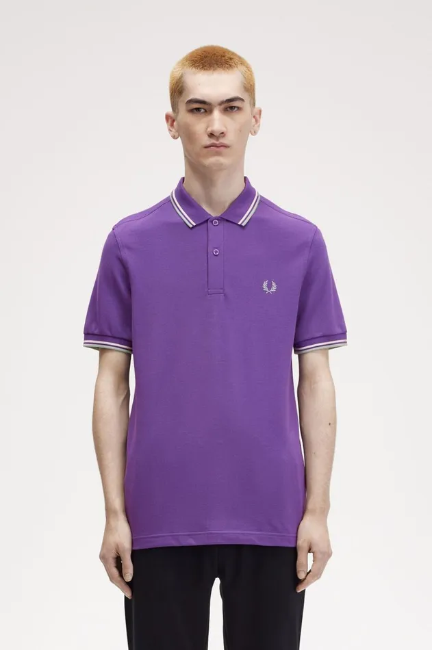 Men Polo Shirts Fred Perry M3600 Amethystecrusilver Blue