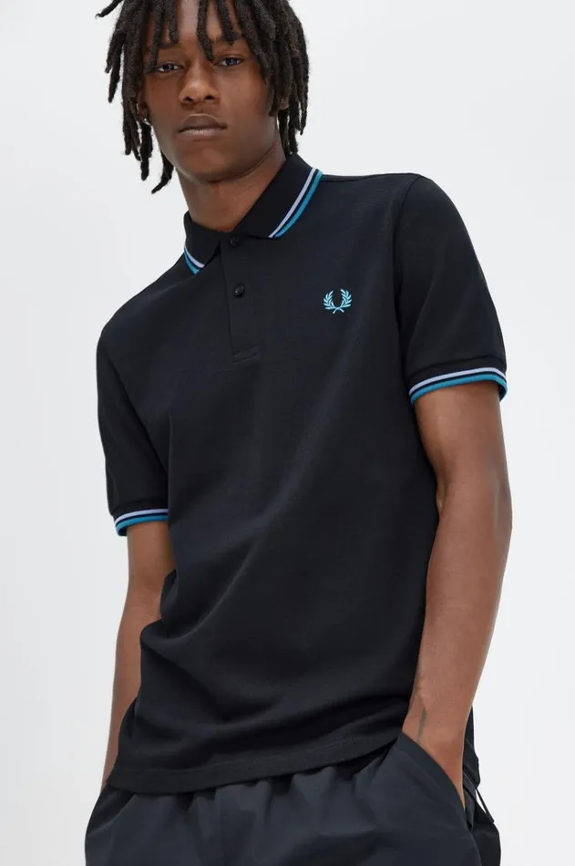 Men Polo Shirts Fred Perry M3600 Blacklight Smokerunaway Bay Ocean