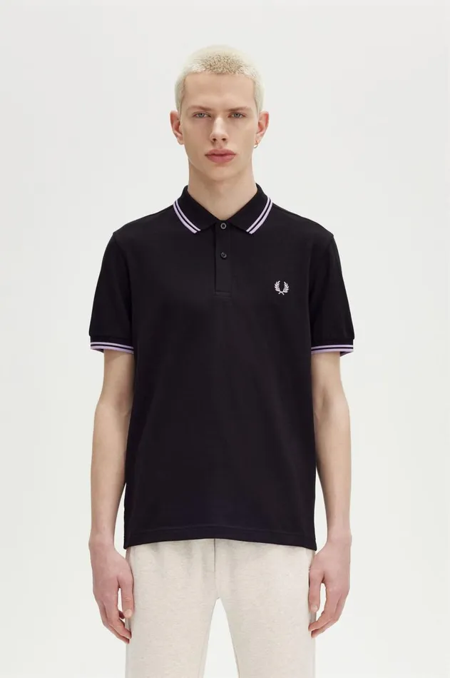 Men Polo Shirts Fred Perry M3600 Blackultra Violetultra Violet