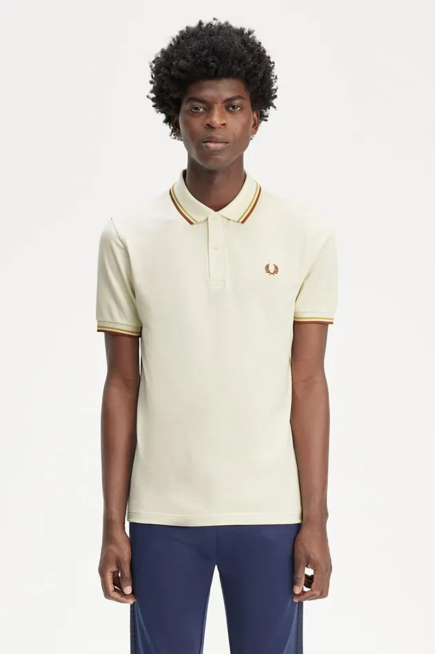 Men Polo Shirts Fred Perry M3600 Ecruhoneycombmarmalade