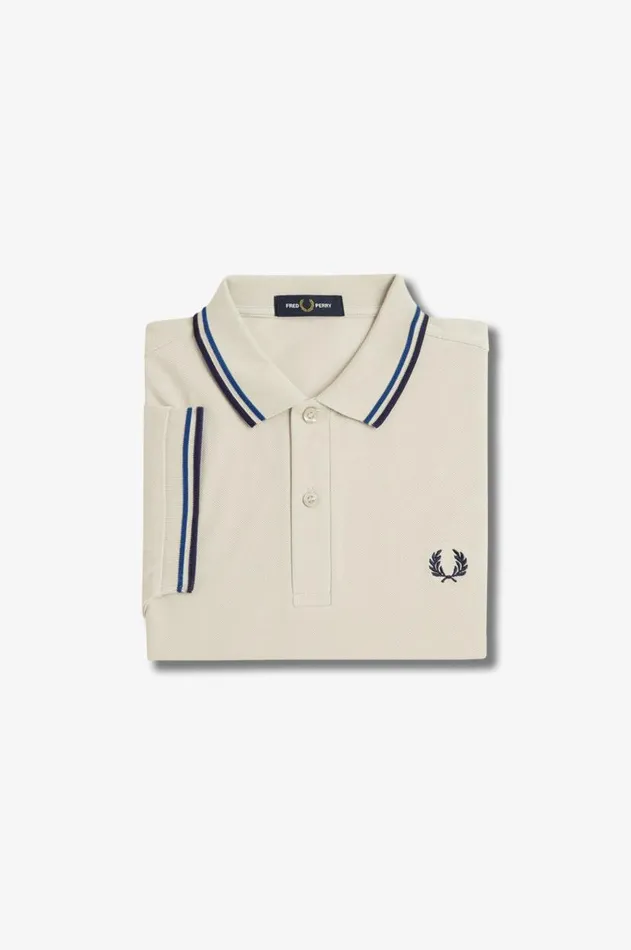 Men Polo Shirts Fred Perry M3600 Light Oystermid Bluefrench Navy