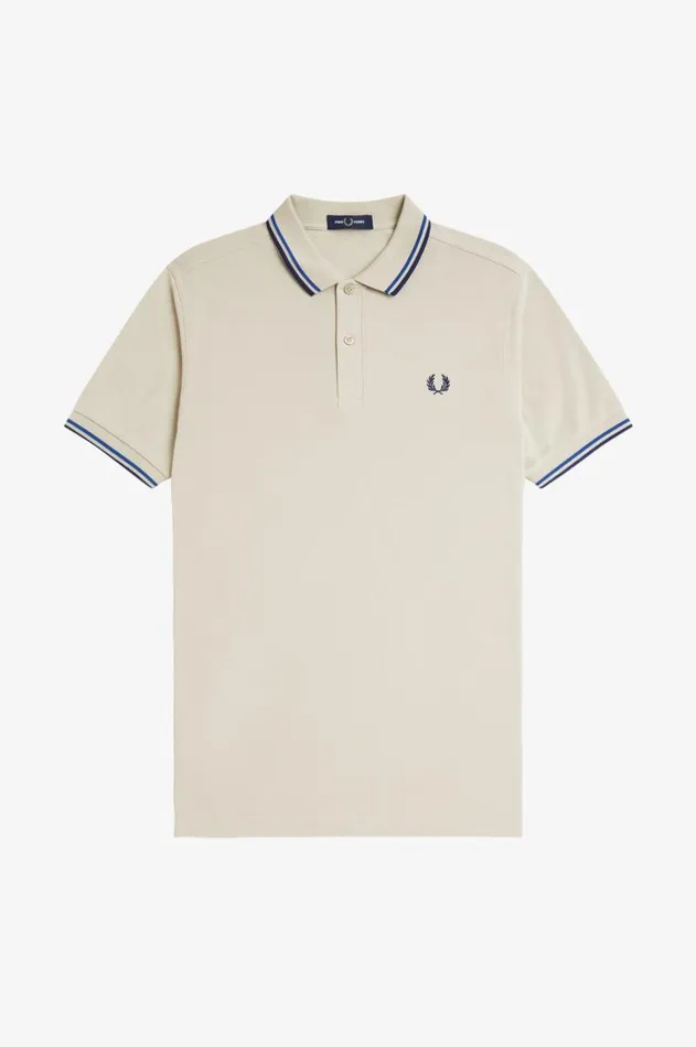 Men Polo Shirts Fred Perry M3600 Light Oystermid Bluefrench Navy