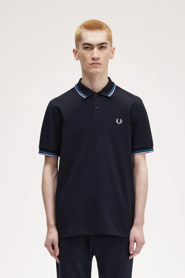 Men Polo Shirts Fred Perry M3600 Navycyber Blueultra Violet