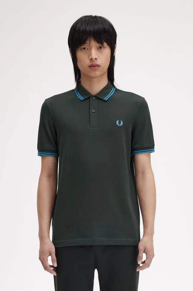 Men Polo Shirts Fred Perry M3600 Night Greenrunaway Bay Oceanrunaway Bay Ocean