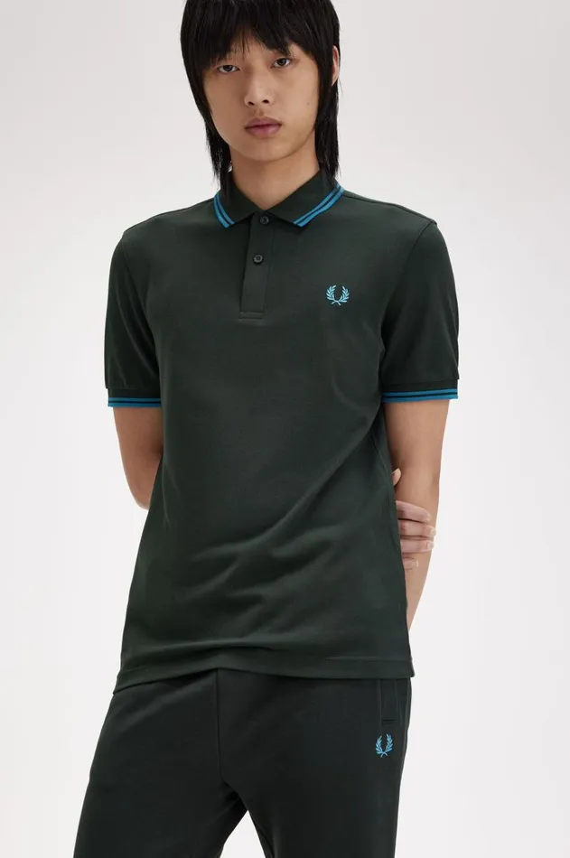 Men Polo Shirts Fred Perry M3600 Night Greenrunaway Bay Oceanrunaway Bay Ocean