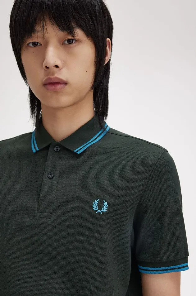 Men Polo Shirts Fred Perry M3600 Night Greenrunaway Bay Oceanrunaway Bay Ocean