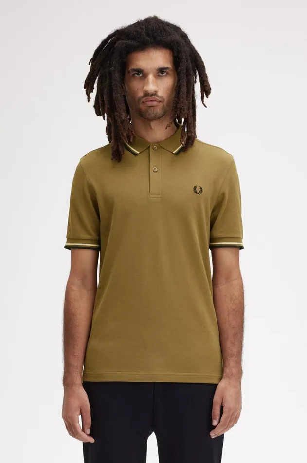 Men Polo Shirts Fred Perry M3600 Shaded Stoneice Creamblack
