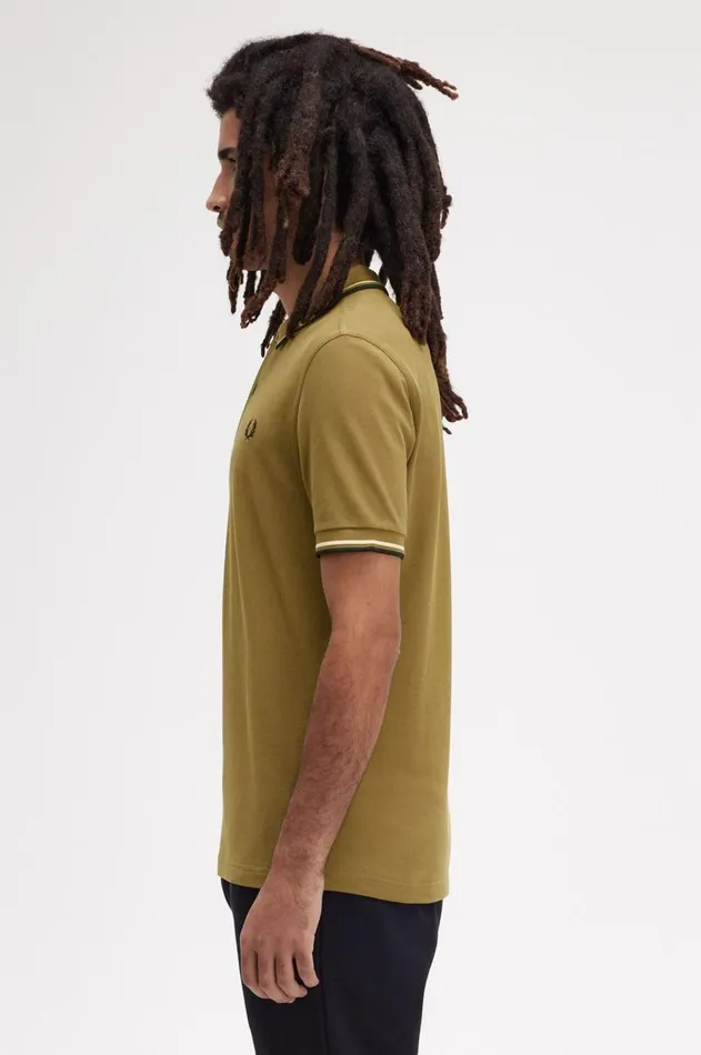 Men Polo Shirts Fred Perry M3600 Shaded Stoneice Creamblack