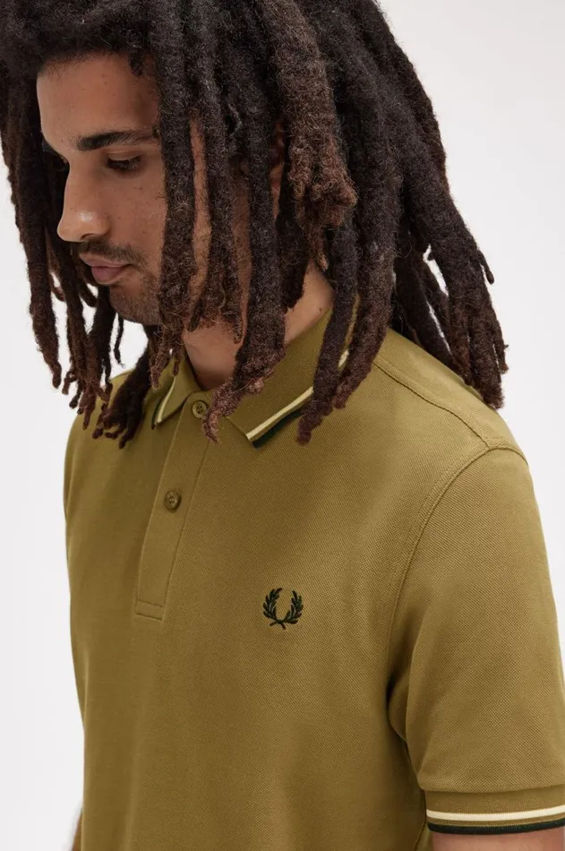 Men Polo Shirts Fred Perry M3600 Shaded Stoneice Creamblack