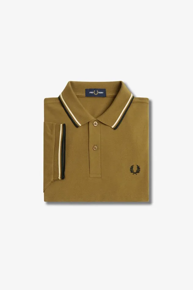 Men Polo Shirts Fred Perry M3600 Shaded Stoneice Creamblack