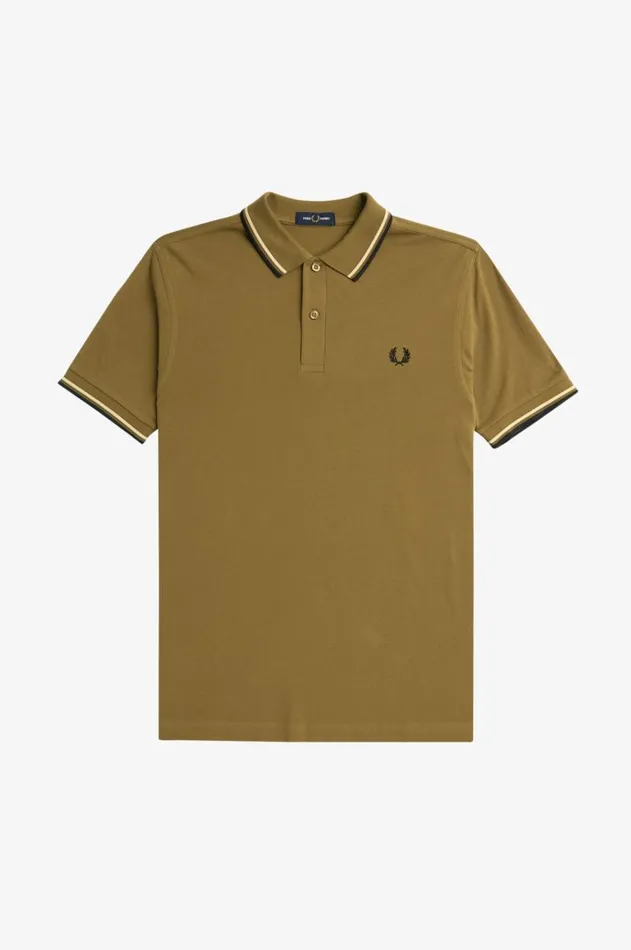 Men Polo Shirts Fred Perry M3600 Shaded Stoneice Creamblack