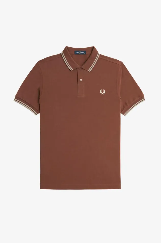 Men Polo Shirts Fred Perry M3600 Whisky Brownporridge Marlporridge Marl