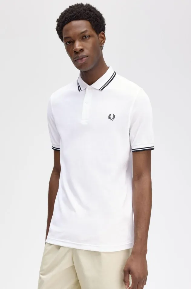 Men Polo Shirts Fred Perry M3600 Whiteblackblack
