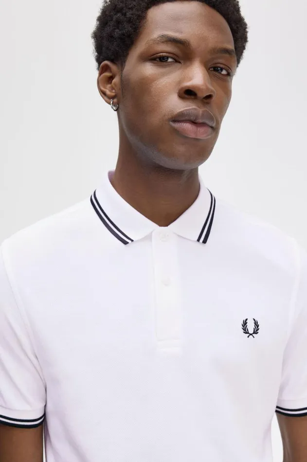 Men Polo Shirts Fred Perry M3600 Whiteblackblack