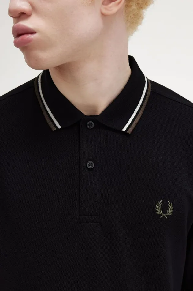 Men Polo Shirts Fred Perry M3636 Blackecrulaurel Wreath Green