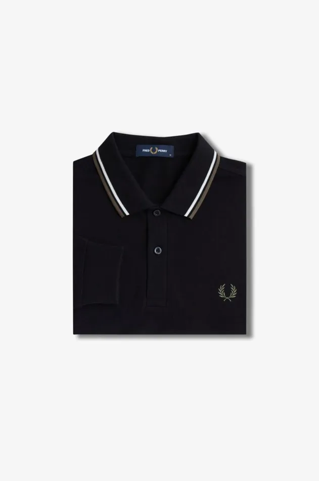 Men Polo Shirts Fred Perry M3636 Blackecrulaurel Wreath Green