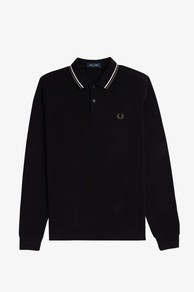 Men Polo Shirts Fred Perry M3636 Blackecrulaurel Wreath Green