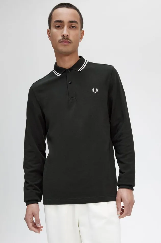Men Polo Shirts Fred Perry M3636 Night Greensnow Whitesnow White
