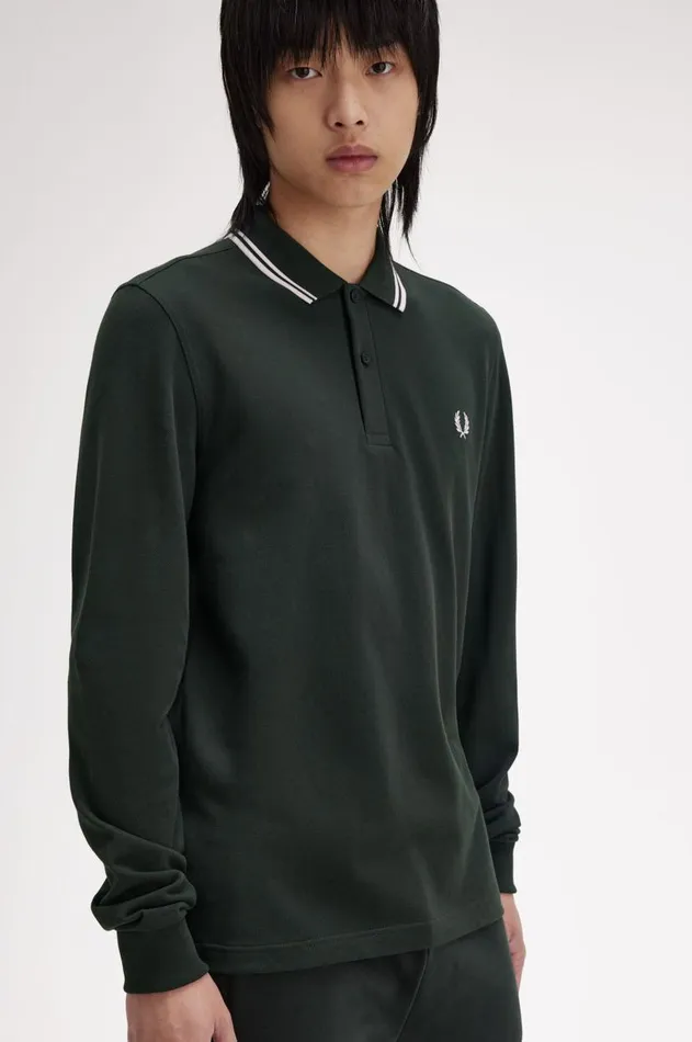 Men Polo Shirts Fred Perry M3636 Night Greensnow Whitesnow White