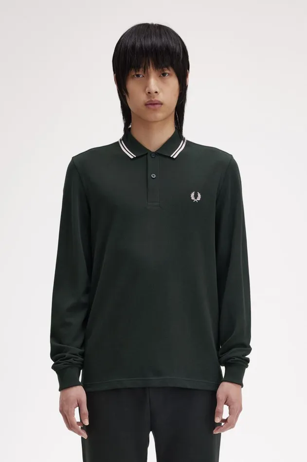 Men Polo Shirts Fred Perry M3636 Night Greensnow Whitesnow White