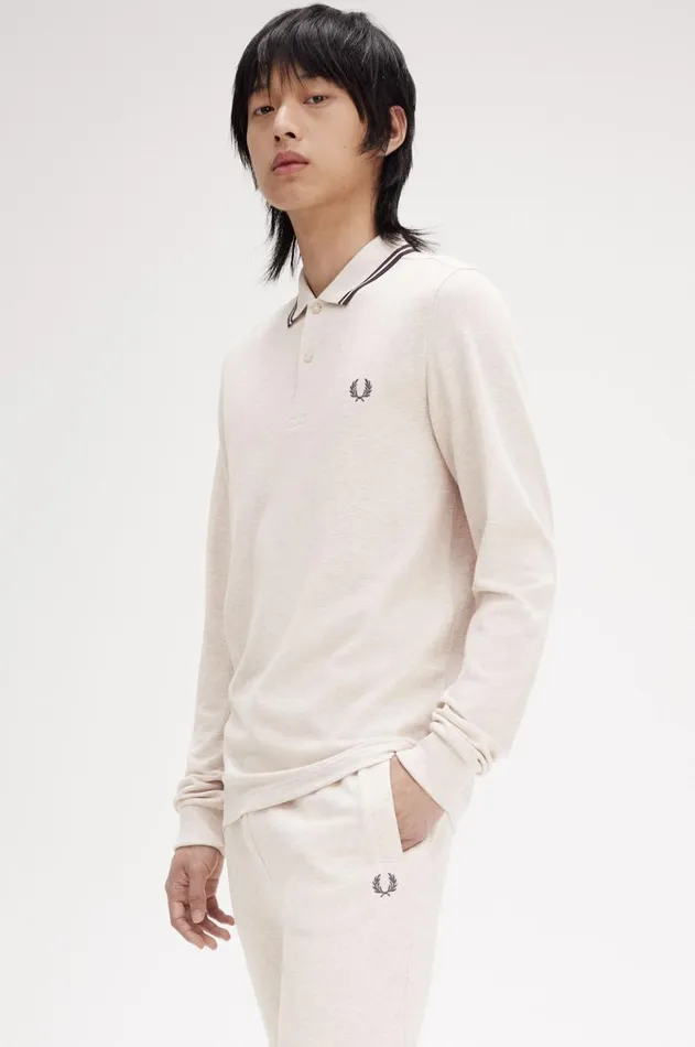 Men Polo Shirts Fred Perry M3636 Porridge Marlanchor Greyanchor Grey