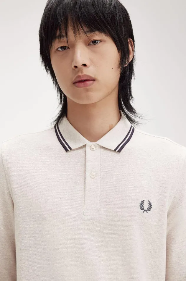 Men Polo Shirts Fred Perry M3636 Porridge Marlanchor Greyanchor Grey