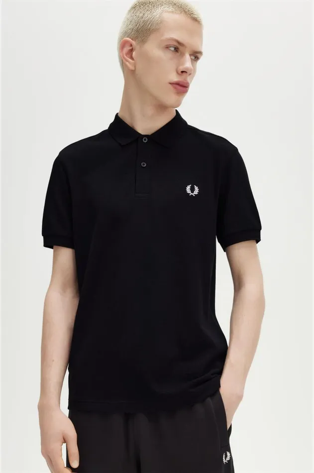 Men Polo Shirts Fred Perry M6000 Blacksnow White