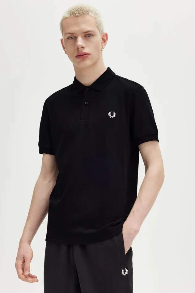 Men Polo Shirts Fred Perry M6000 Blacksnow White
