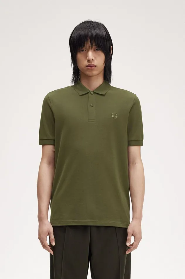 Men Polo Shirts Fred Perry M6000 Hunting Greenlaurel Wreath Green