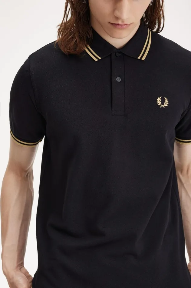 Men Polo Shirts Fred Perry Osaka M12 Blackchampagnechampagne