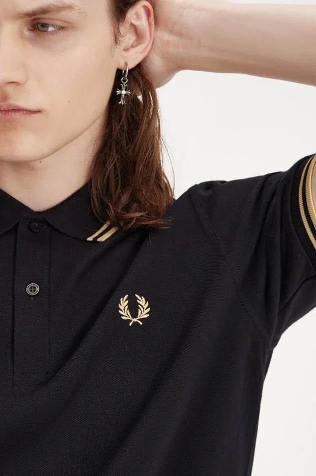 Men Polo Shirts Fred Perry Osaka M12 Blackchampagnechampagne