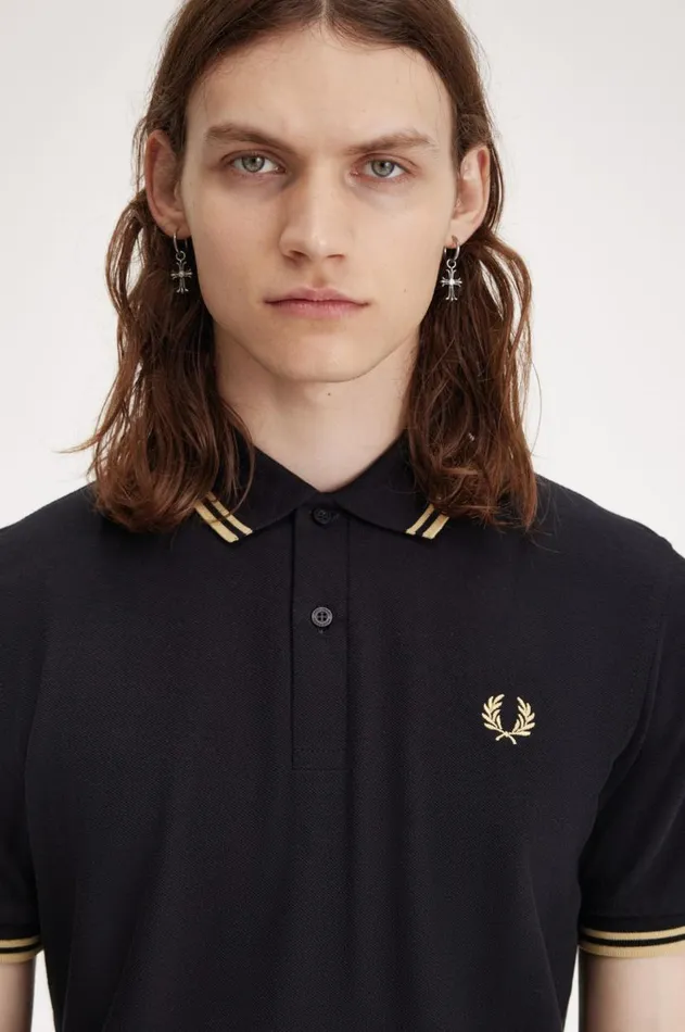 Men Polo Shirts Fred Perry Osaka M12 Blackchampagnechampagne