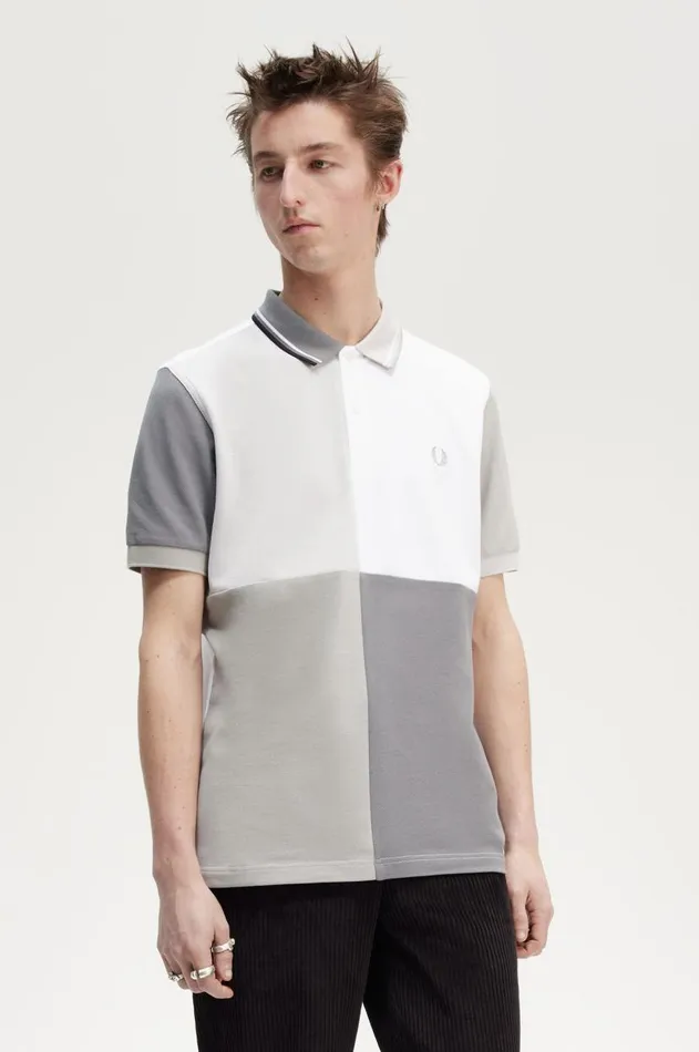 Men Polo Shirts Fred Perry Patchwork Fred Perry Shirt White
